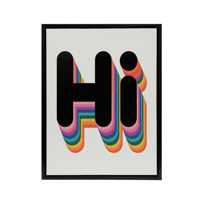 "Artery8 Hi Bold Retro Rainbow Font Colourful Typography Framed Canvas Art - Size: W12"" x H16""" - image 1