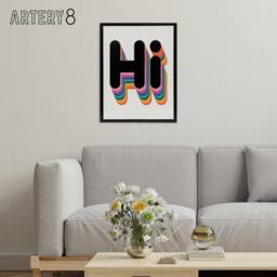 "Artery8 Hi Bold Retro Rainbow Font Colourful Typography Framed Canvas Art - Size: W12"" x H16""" - thumbnail 3