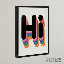 "Artery8 Hi Bold Retro Rainbow Font Colourful Typography Framed Canvas Art - Size: W12"" x H16""" - thumbnail 2