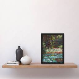 Artery8 Claude Monet Framed Wall Art Print Water Lily Pond with Bridge - Size: A4 - thumbnail 2