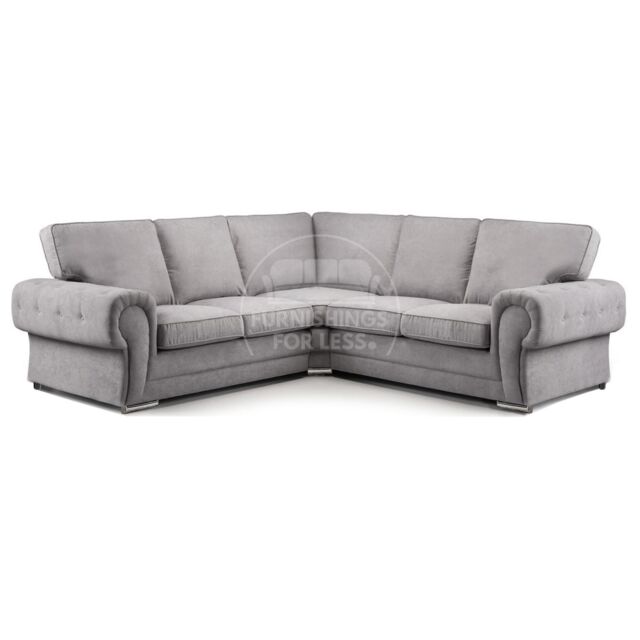 Furnishings For Less UK Milan 5 Seater L Shaped Corner Sofa Full Back Chesterfield Arms Grey 2 Corner 2 - image 1
