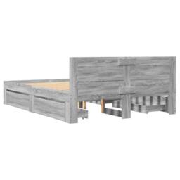 Berkfield Home Durable Bed Frame with Headboard without Mattress Grey Sonoma 140 - thumbnail 7