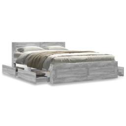 Berkfield Home Durable Bed Frame with Headboard without Mattress Grey Sonoma 140 - thumbnail 4