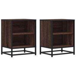 Berkfield Home Bedside Cabinets 2 pcs Brown Oak 40x31x50 cm Engineered Wood & Metal - Size: 40 x 31 x 50 cm - thumbnail 1