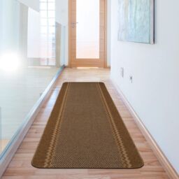 THE RUGS Washable Designer Rugs & Mats Lined Bordered Design in Brown - 116Br - Size: 67 cm x 180 cm - thumbnail 2