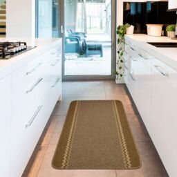 THE RUGS Washable Designer Rugs & Mats Lined Bordered Design in Brown - 116Br - Size: 67 cm x 180 cm - thumbnail 3