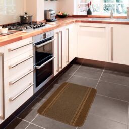 THE RUGS Washable Designer Rugs & Mats Lined Bordered Design in Brown - 116Br - Size: 67 cm x 180 cm - thumbnail 6