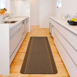 THE RUGS Washable Designer Rugs & Mats Lined Bordered Design in Brown - 116Br - Size: 67 cm x 180 cm - thumbnail 4