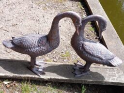 Inspirational Gifting Pair of Geese Sculptures Garden Ornament in Bronze - thumbnail 4