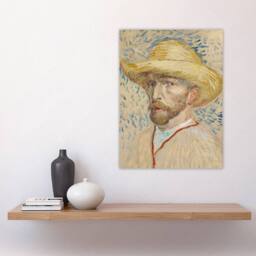 "Artery8 Self Portrait with Straw Hat Van Gogh Vintage Wall Art Print Poster in Beige - Size: W18"" x H24""" - thumbnail 4