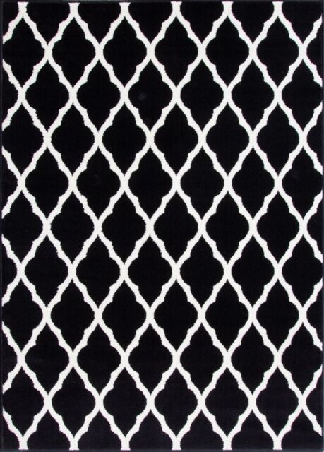 Kukoon Black White Classic Trellis Living Area Rug - Size: 60 cm x 240 cm - image 1