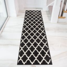 Kukoon Black White Classic Trellis Living Area Rug - Size: 60 cm x 240 cm - thumbnail 6