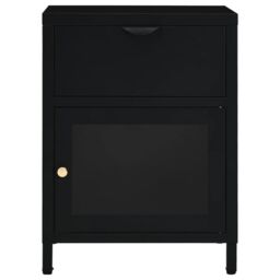 Berkfield Home Nightstands 2 pcs Black 40x30x54.5 cm Steel & Glass - thumbnail 4