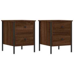 Berkfield Home Durable Bedside Cabinets 2 pcs Brown Oak 40x42x50 cm Engineered Wood - Size: 40 x 42 x 50 cm - thumbnail 3