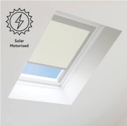 Bloc Blinds Solar Powered Blackout Blind for Velux Roof Windows - Cream in Silver - Size: M08 - thumbnail 1