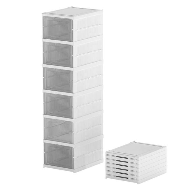 Levede Shoe Box Foldable Home Shoe Shelf Ventilated Storage Organizer 6 Pcs in White - image 1