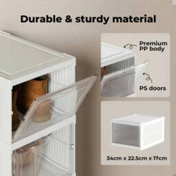 Levede Shoe Box Foldable Home Shoe Shelf Ventilated Storage Organizer 6 Pcs in White - thumbnail 9