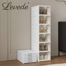 Levede Shoe Box Foldable Home Shoe Shelf Ventilated Storage Organizer 6 Pcs in White - thumbnail 4