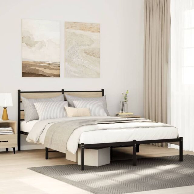 Berkfield Home Metal Bed Frame without Mattress Sonoma Oak 160x200 cm in Brown - image 1
