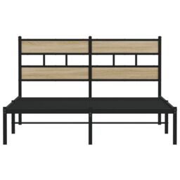 Berkfield Home Metal Bed Frame without Mattress Sonoma Oak 160x200 cm in Brown - thumbnail 4
