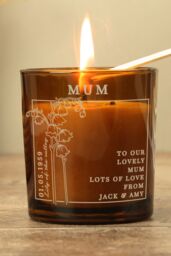 Personalised Memento Company Personalised May Birth Flower Amber Glass Candle - thumbnail 4