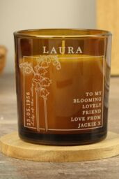 Personalised Memento Company Personalised May Birth Flower Amber Glass Candle - thumbnail 3