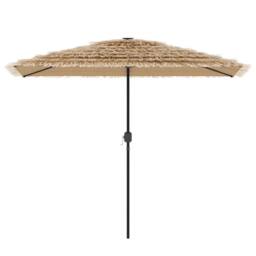 Berkfield Home Garden Parasol with LEDs & Steel Pole Brown 300x200x250 cm - Size: 300 x 200 x 250 cm - thumbnail 6