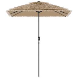 Berkfield Home Garden Parasol with LEDs & Steel Pole Brown 300x200x250 cm - Size: 300 x 200 x 250 cm - thumbnail 5