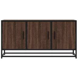 Berkfield Home TV Cabinet Brown Oak 100x35x50 cm Engineered Wood & Metal - Size: 100 x 35 x 50 cm - thumbnail 4
