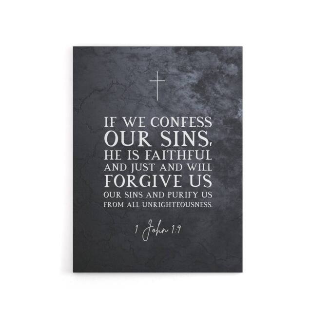 "Artery8 John 9 Forgive Us Our Sins Bible Quote Canvas Wall Art Print in Grey - Size: W18"" x H24""" - image 1