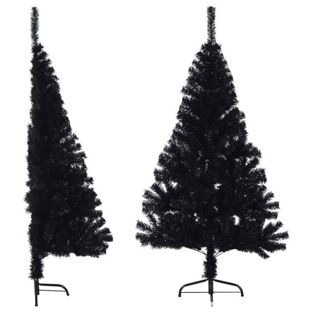 Berkfield Home Artificial Half Christmas Tree with Stand Black 150 cm PVC - image 1