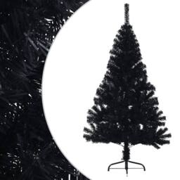 Berkfield Home Artificial Half Christmas Tree with Stand Black 150 cm PVC - thumbnail 2