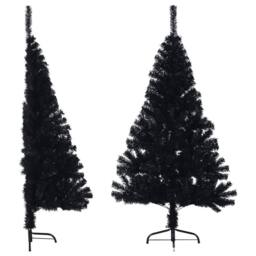 Berkfield Home Artificial Half Christmas Tree with Stand Black 150 cm PVC - thumbnail 1