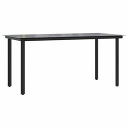 Berkfield Home 5 Piece Garden Dining Set Black Poly Rattan Glass - thumbnail 5