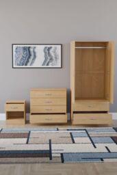 Home Discount Vida Designs Riano 3 Piece Bedroom Set with 4 Drawer Chest & Wardrobe in Brown - thumbnail 4