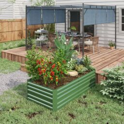 OUTSUNNY Galvanised Steel Outdoor Raised Bed w/ Reinforced Rods in Green - thumbnail 1