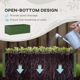 OUTSUNNY Galvanised Steel Outdoor Raised Bed w/ Reinforced Rods in Green - thumbnail 4