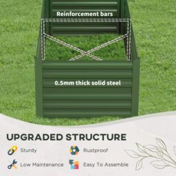 OUTSUNNY Galvanised Steel Outdoor Raised Bed w/ Reinforced Rods in Green - thumbnail 6