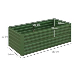 OUTSUNNY Galvanised Steel Outdoor Raised Bed w/ Reinforced Rods in Green - thumbnail 3