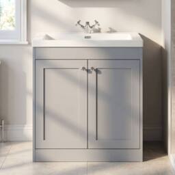 Balterley 800mm Floor Standing 2 Door Unit with Basin 1 Tap Hole - Satin Grey - thumbnail 6