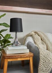 ValueLights Teardrop Pair Compact Fabric Shades Brushed Chrome Touch Table Lamps in Black - thumbnail 8