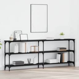 Berkfield Home Chic Console Table Black Oak 200x29x75 cm Engineered Wood - Size: 200 x 29 x 75 cm - thumbnail 2
