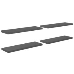 Berkfield Home Floating Wall Shelves 4 pcs High Gloss Grey 120x23.5x3.8 cm MDF - thumbnail 2