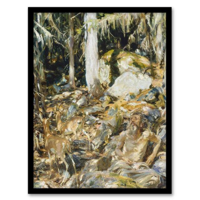 Artery8 Il Solitario The Hermit in the Forest Sargent Framed Wall Art Print - Size: A4 - image 1