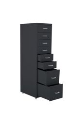 Living and Home 8 Drawers Vertical File Cabinet with Wheels Living Room Storage Cabinet Bedroom Black Bedside Table - thumbnail 4