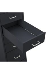 Living and Home 8 Drawers Vertical File Cabinet with Wheels Living Room Storage Cabinet Bedroom Black Bedside Table - thumbnail 5