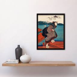 Artery8 Young Woman at Sanbashi Pier Kuniyoshi Framed Wall Art Print - Size: A4 - thumbnail 2