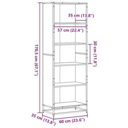 Berkfield Home Modern Bookcase Smoked Oak 60x35x170.5 cm Engineered Wood in Brown - thumbnail 9
