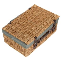 Red Hamper Wicker 45cm Buff Picnic Basket with Cotton Lining in Grey - thumbnail 2