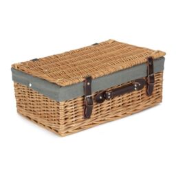 Red Hamper Wicker 45cm Buff Picnic Basket with Cotton Lining in Grey - thumbnail 3